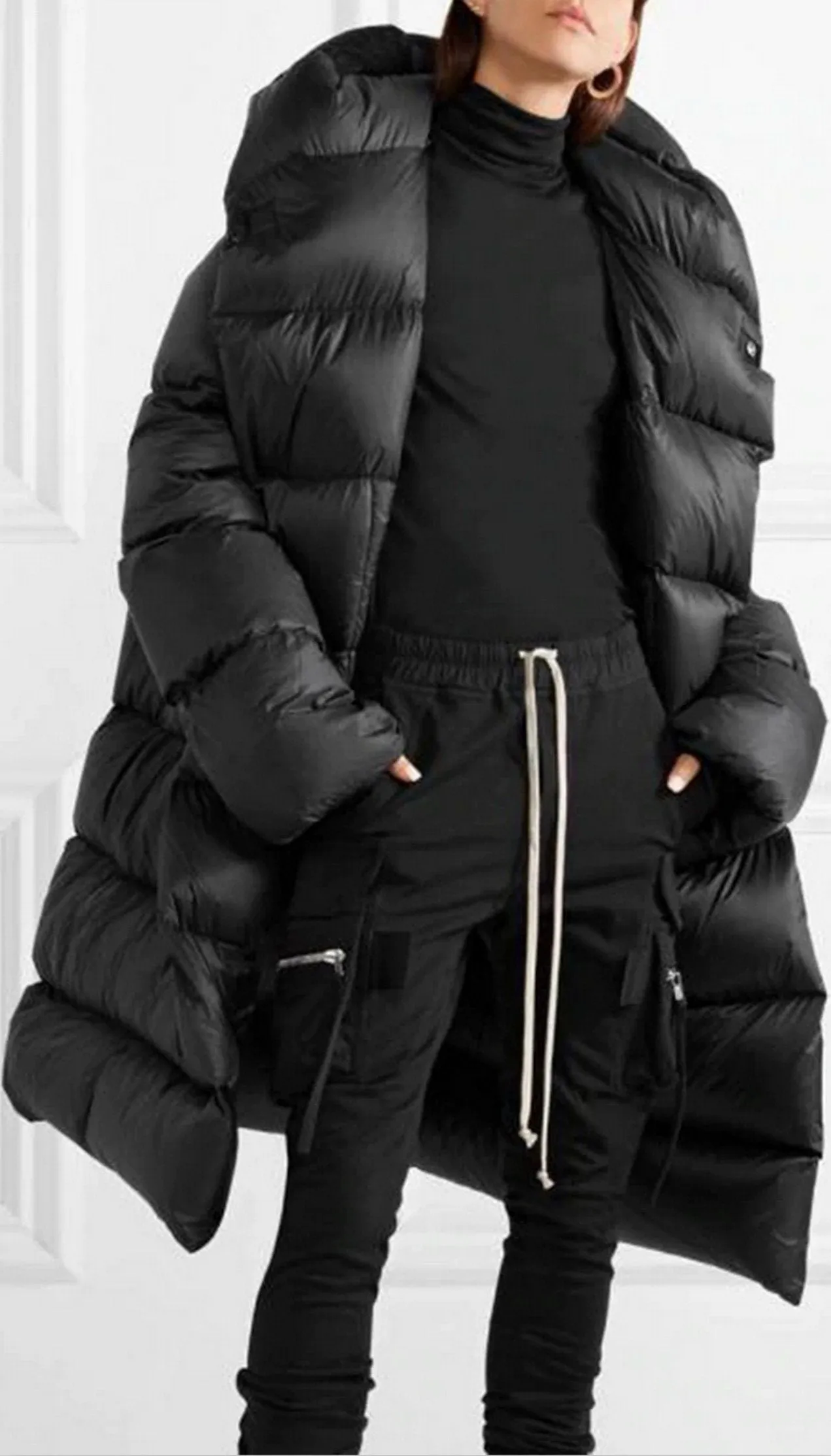 Long Down Coat, Black