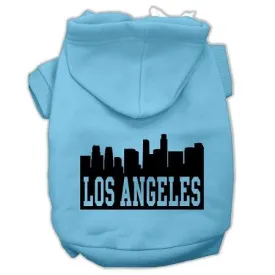 Los Angeles Skyline Screen Print Pet Hoodies Baby Blue Size Sm (10)
