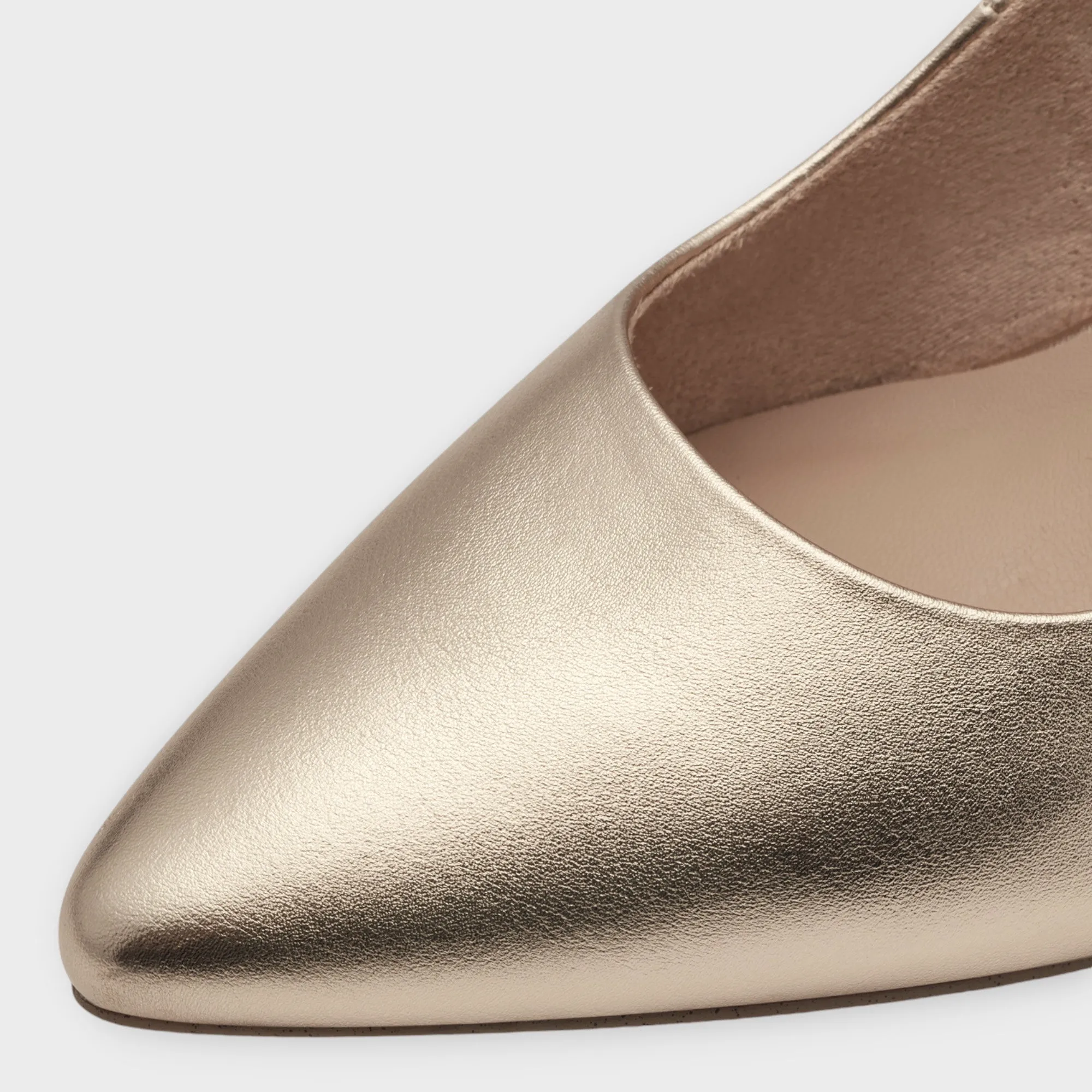 Marco Tozzi Gold Kitten Heels with Pointed Toe - Stylish & Comfortable