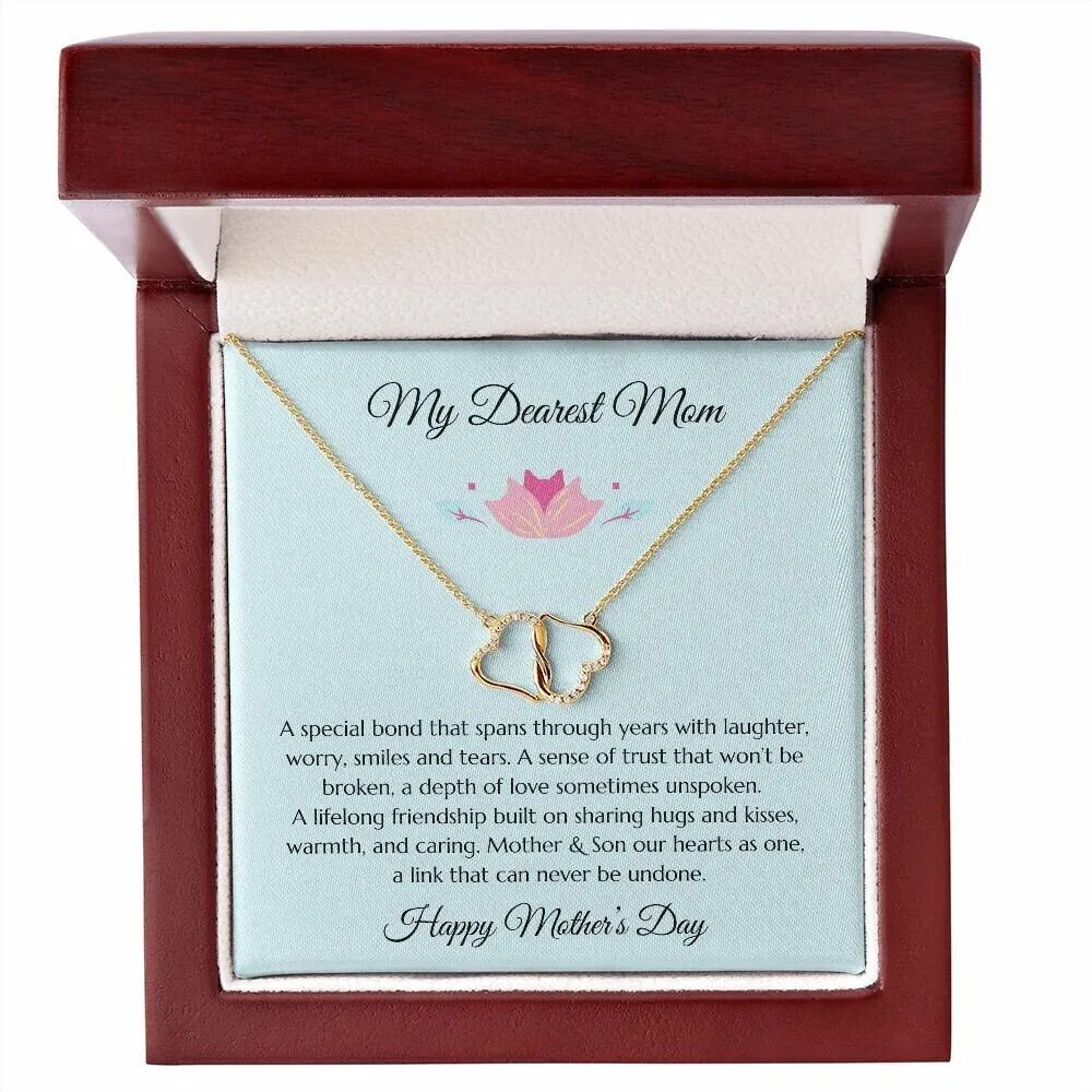Mother's Day Gift, Mom Gift, Mother Gift, Mom Diamond Necklace, Mom Poem With Gold & Diamond Infinity Hearts Necklace, Son Gift to Mom