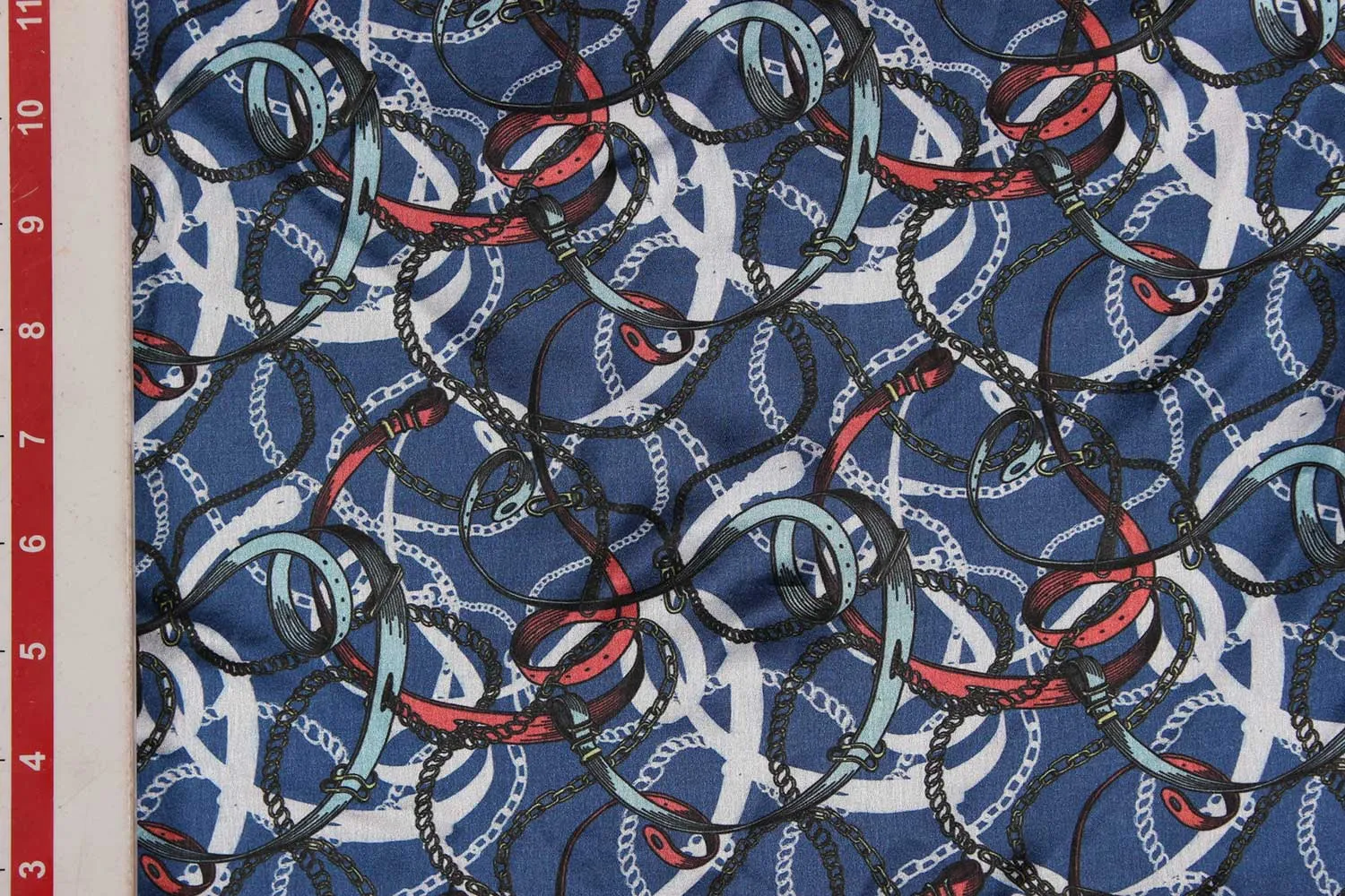 Navy Blue Plains / Solids Printed Satin Fabric