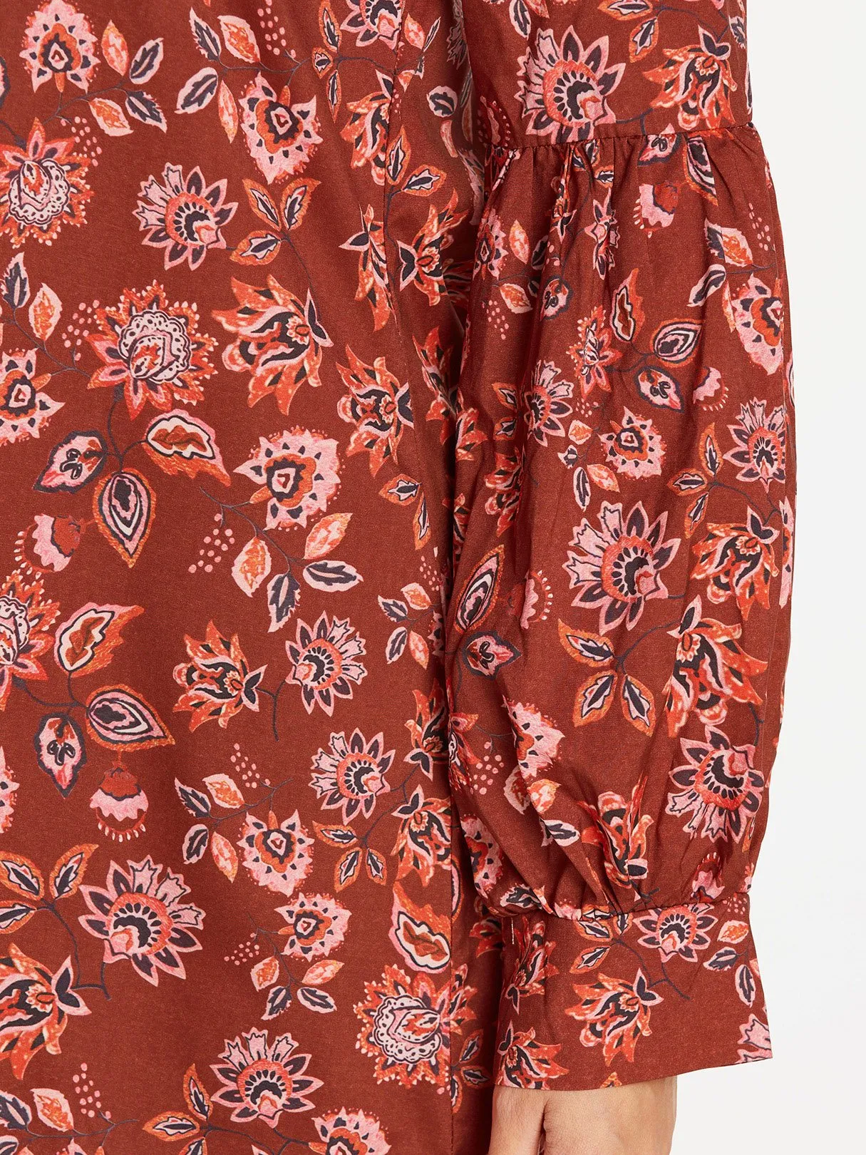 OEM ODM Off The Shoulder Floral Print Cut Out Long Sleeve Burgundy Blouses