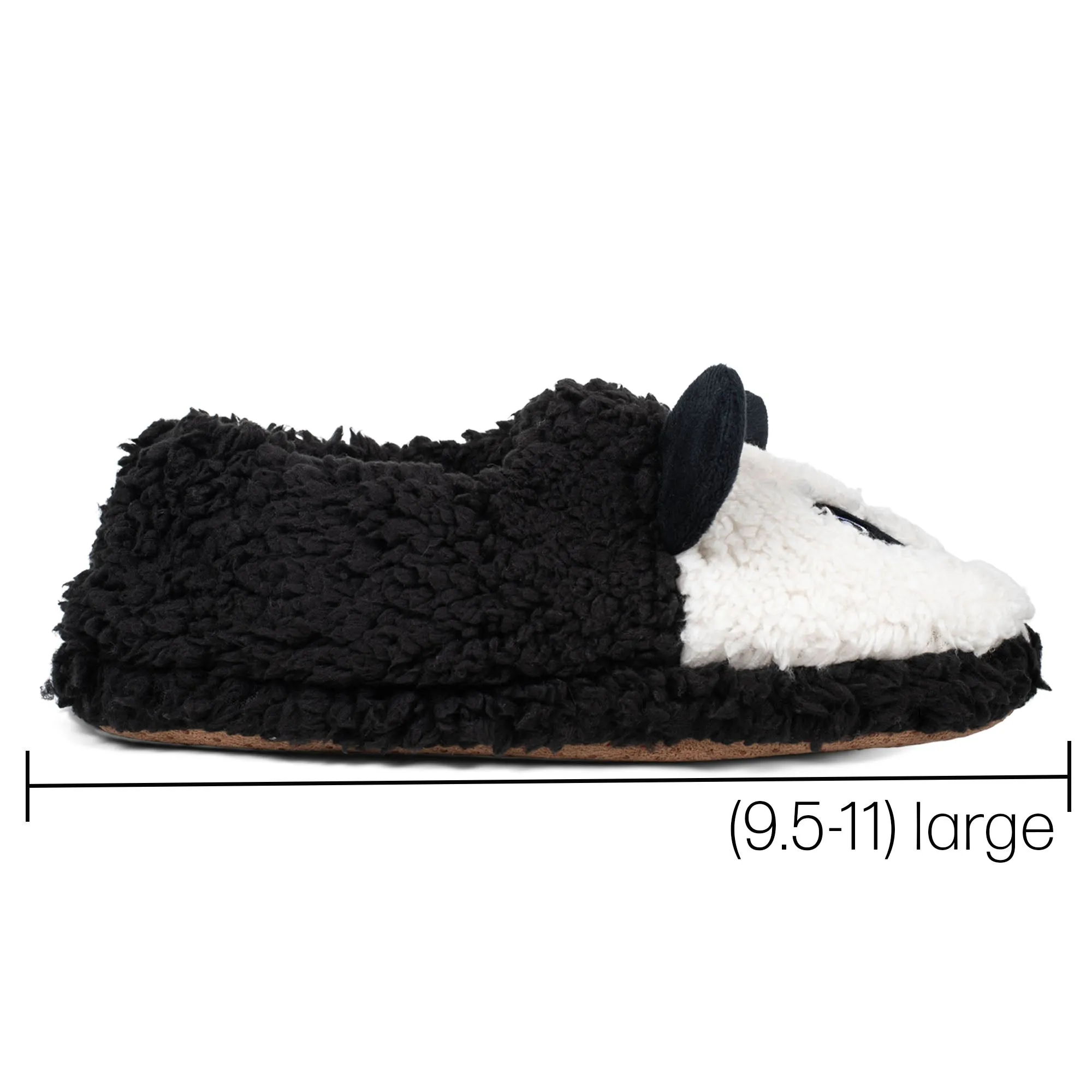 Panda Black Women's Animal Cozy Plush Lined Non Slip Fuzzy Slipper - Large