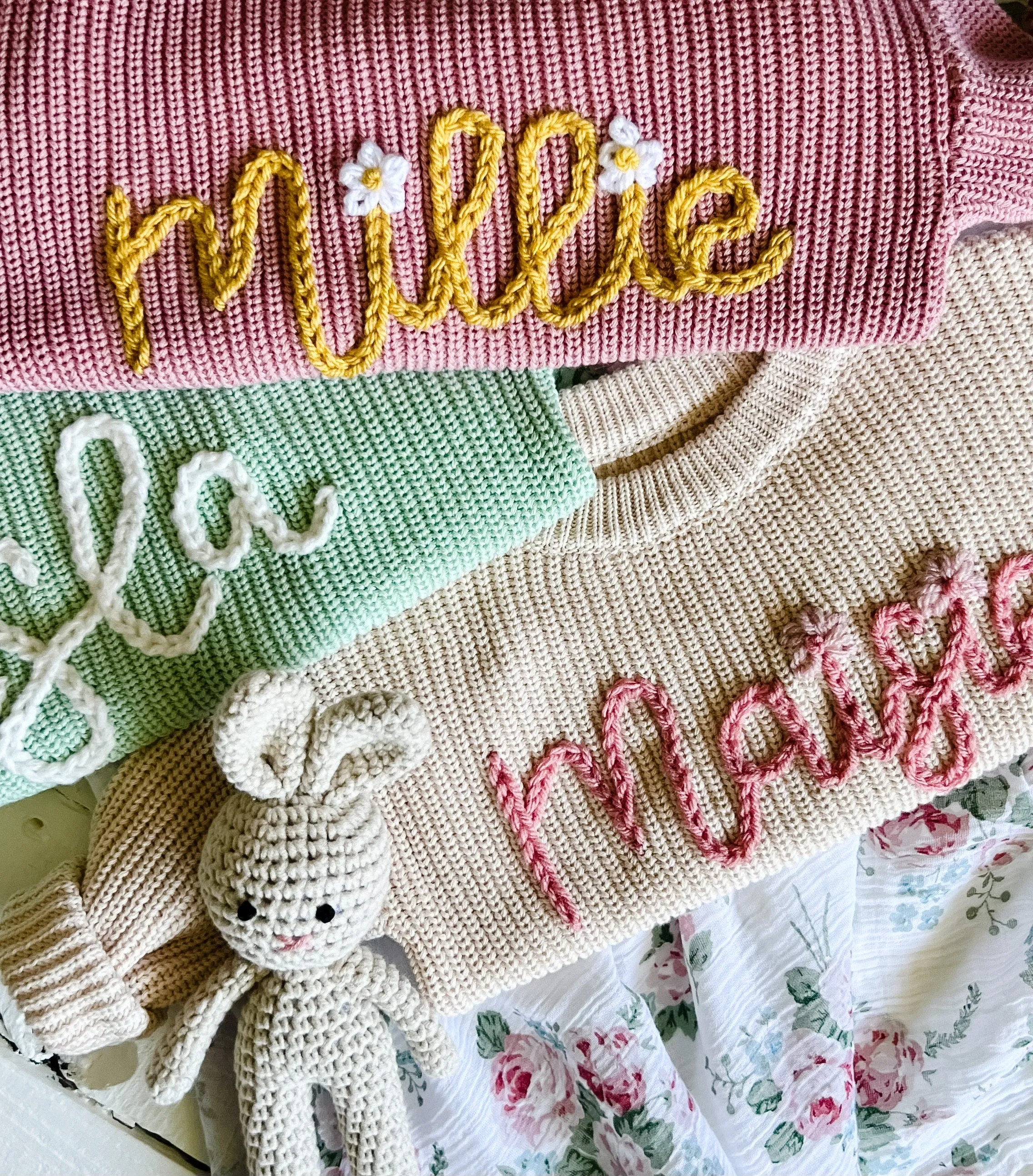 Personalized Hand Embroidered Baby and Toddler Sweaters