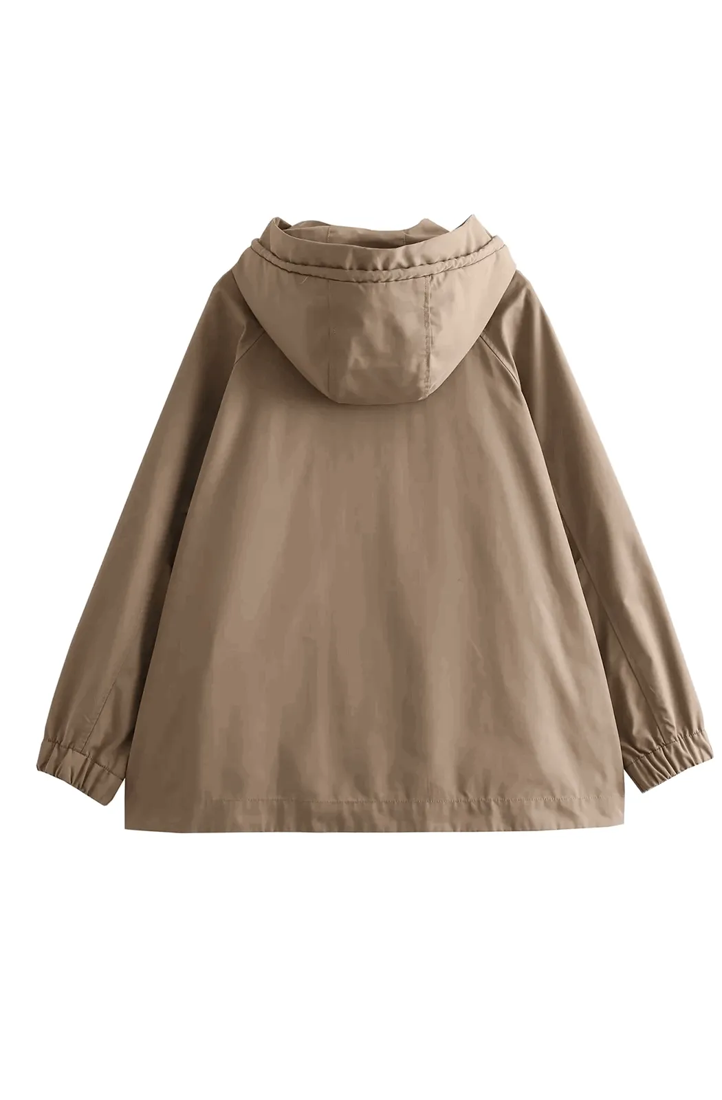 Pocket hooded single breasted thin coat