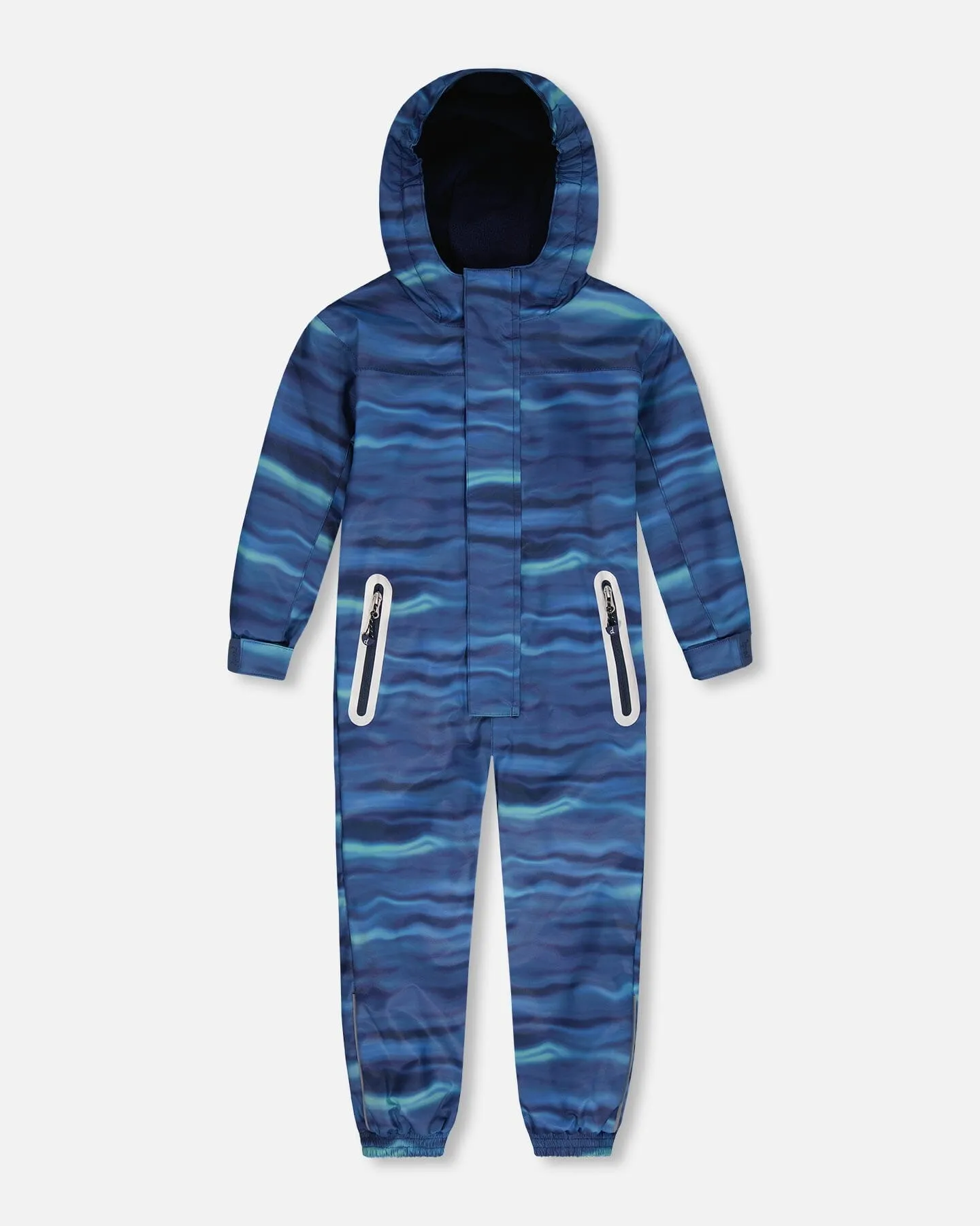Printed Mid-Season One-Piece Outerwear Blue Wave And Black