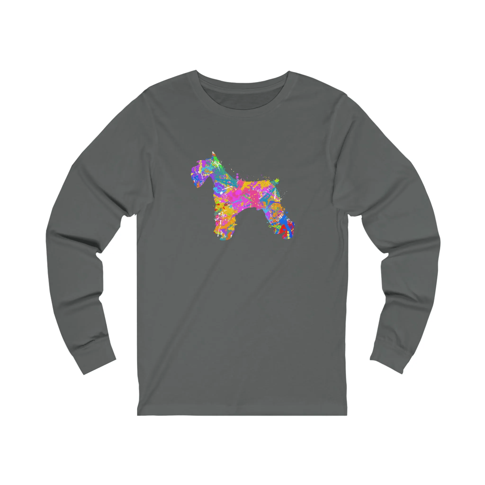 Schnauzer Shirt, Watercolor Splatter, Unisex Jersey Long Sleeve Tee