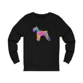 Schnauzer Shirt, Watercolor Splatter, Unisex Jersey Long Sleeve Tee