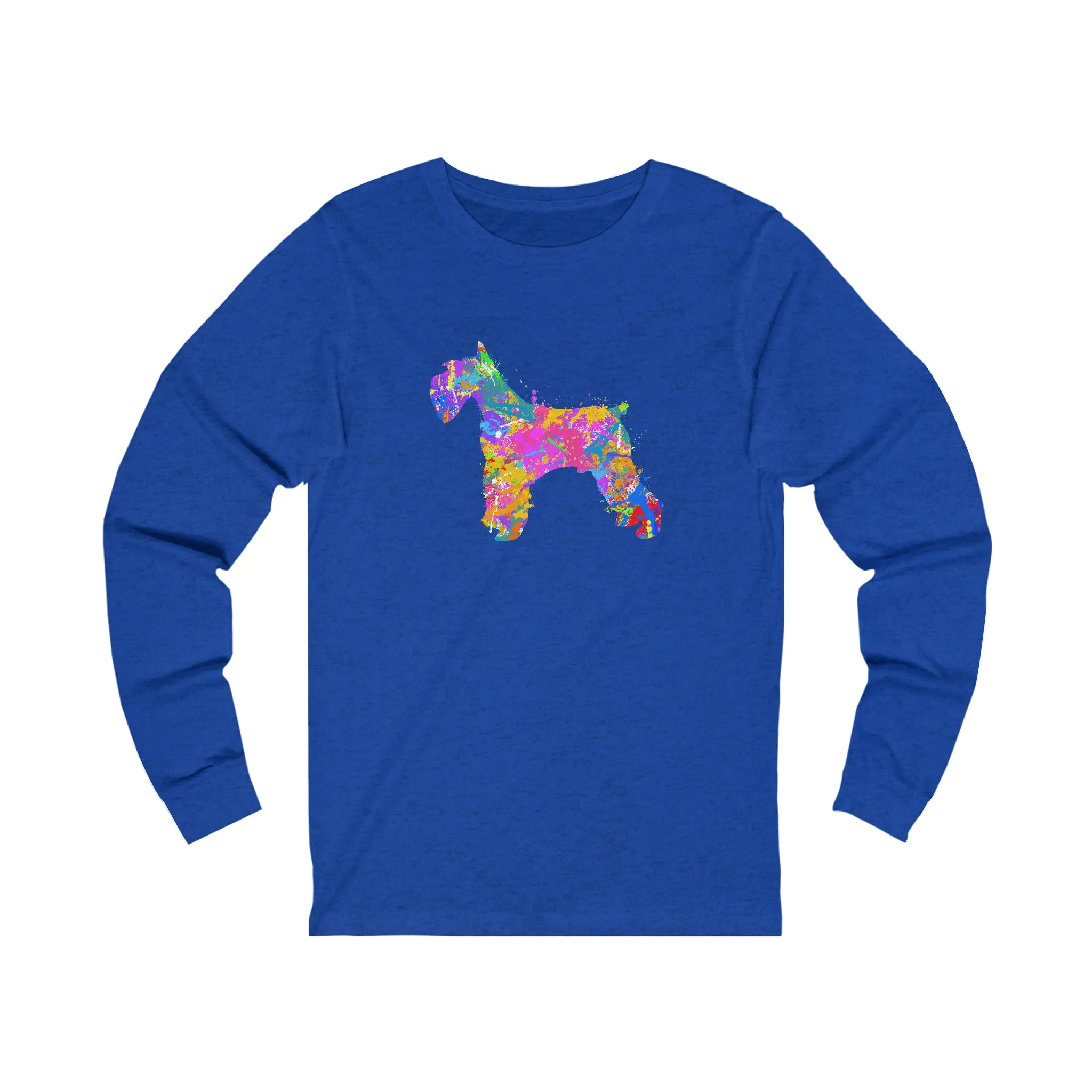 Schnauzer Shirt, Watercolor Splatter, Unisex Jersey Long Sleeve Tee