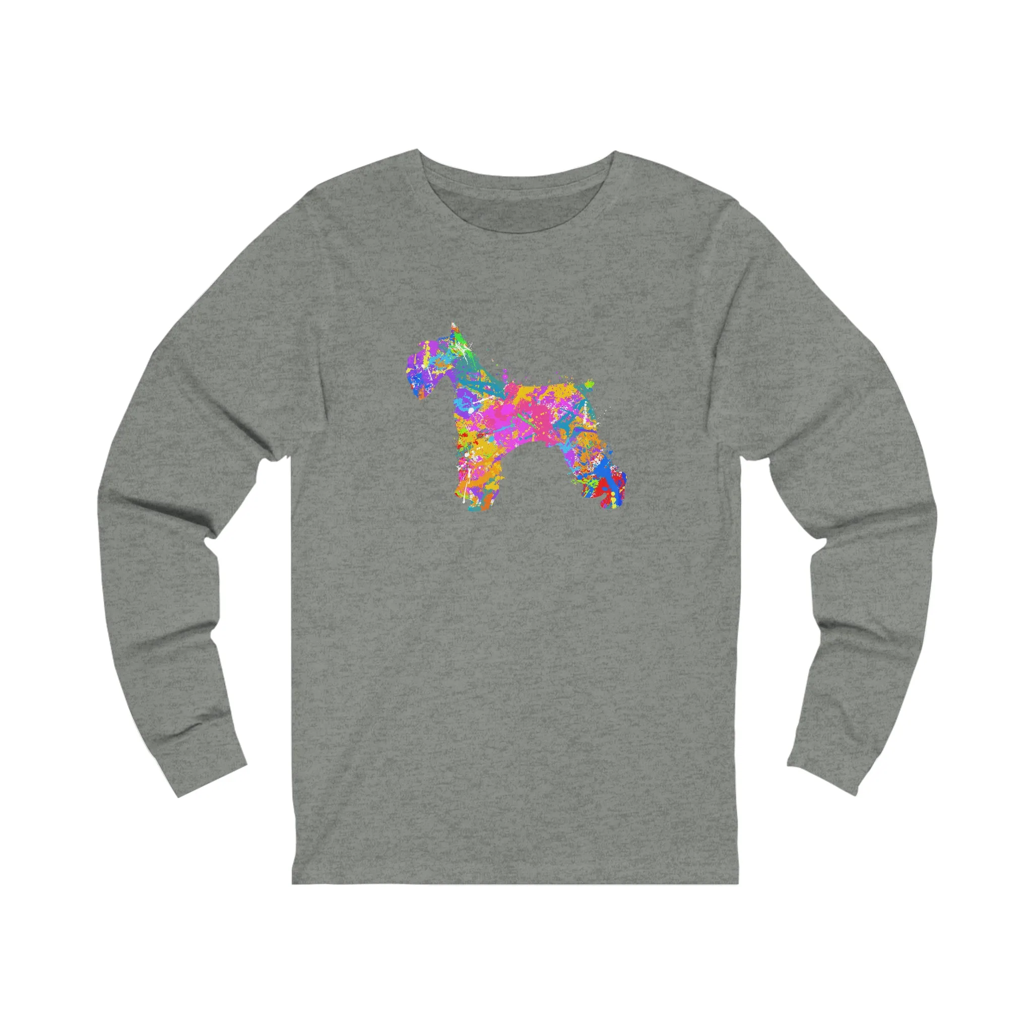 Schnauzer Shirt, Watercolor Splatter, Unisex Jersey Long Sleeve Tee
