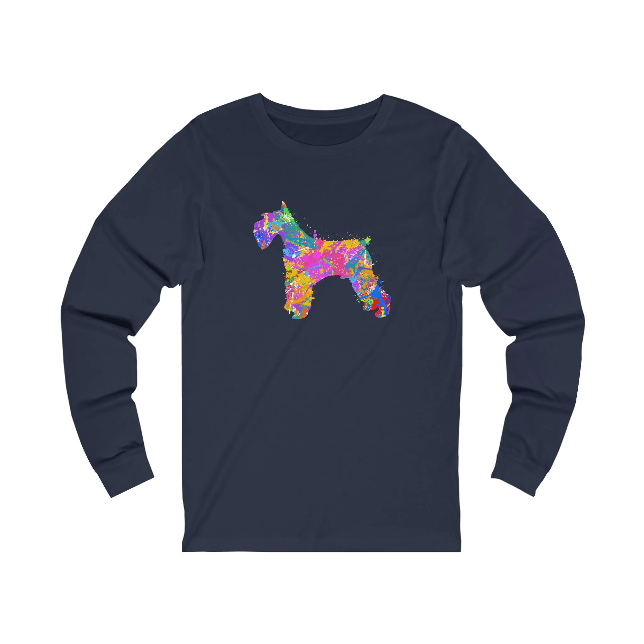 Schnauzer Shirt, Watercolor Splatter, Unisex Jersey Long Sleeve Tee