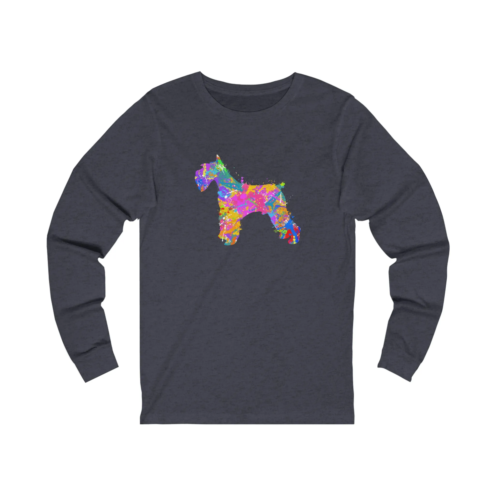 Schnauzer Shirt, Watercolor Splatter, Unisex Jersey Long Sleeve Tee