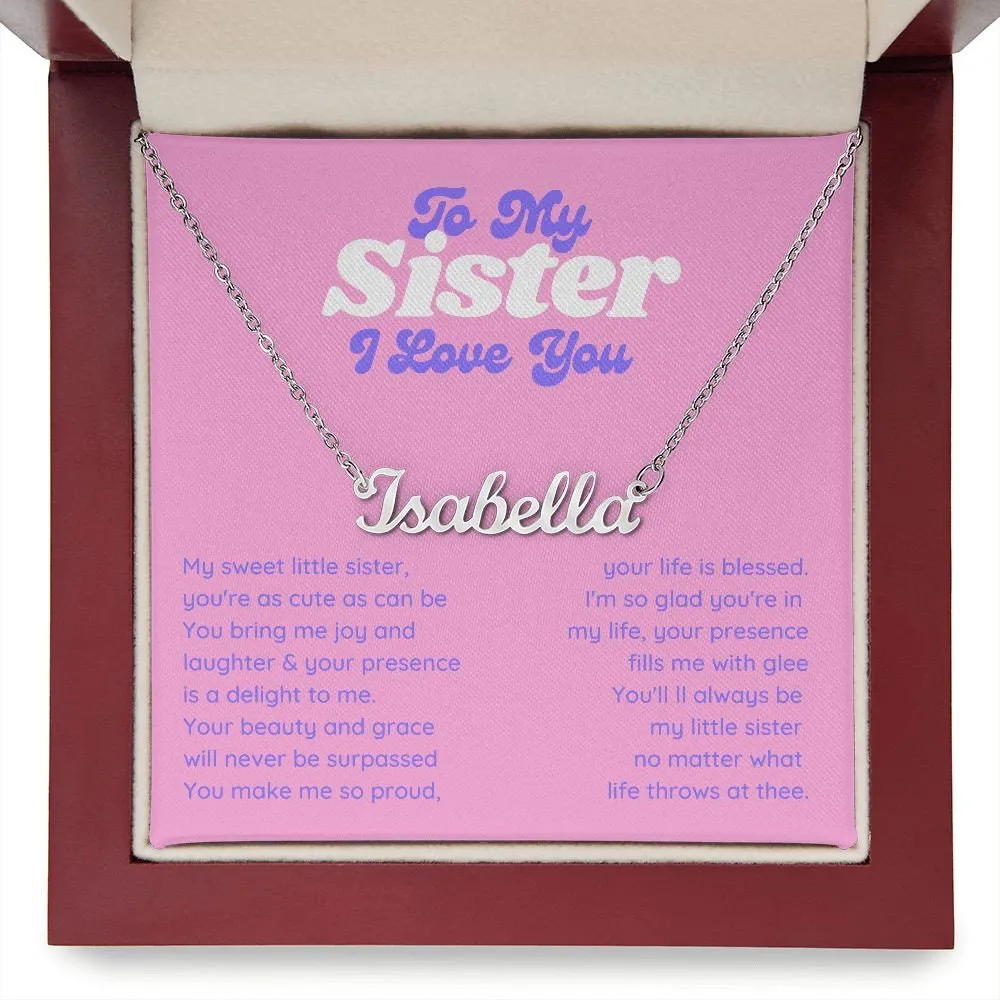 Sister Personalized Custom Name Necklace, Exclusive Minimalist Retro Cursive Style Name Necklace Gift for Sister