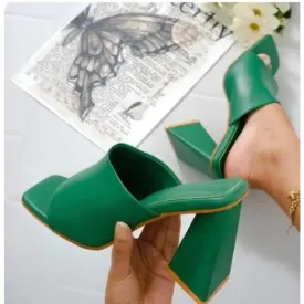 Stylish Green Synthetic Heels For Women
