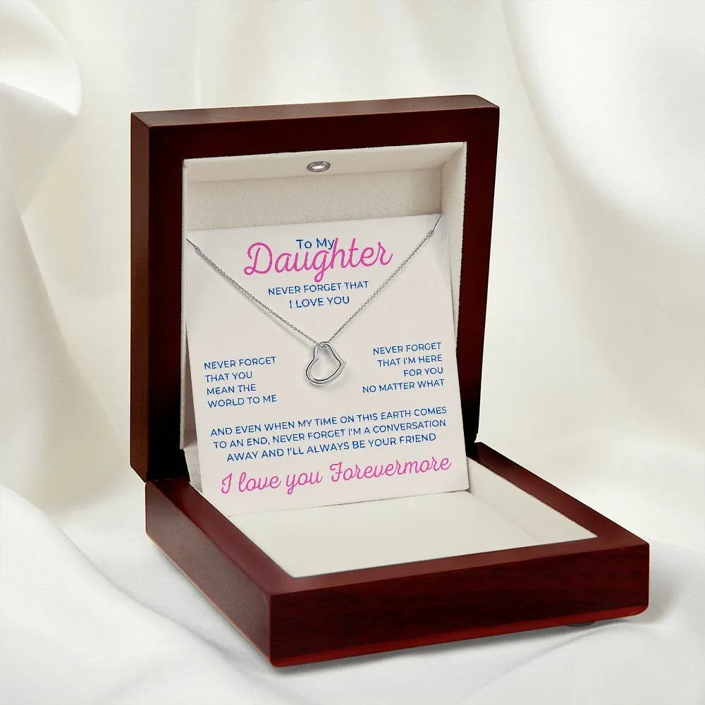 To My Daughter Delicate Heart Necklace, Daughter Gift Form Birthday or Christmas