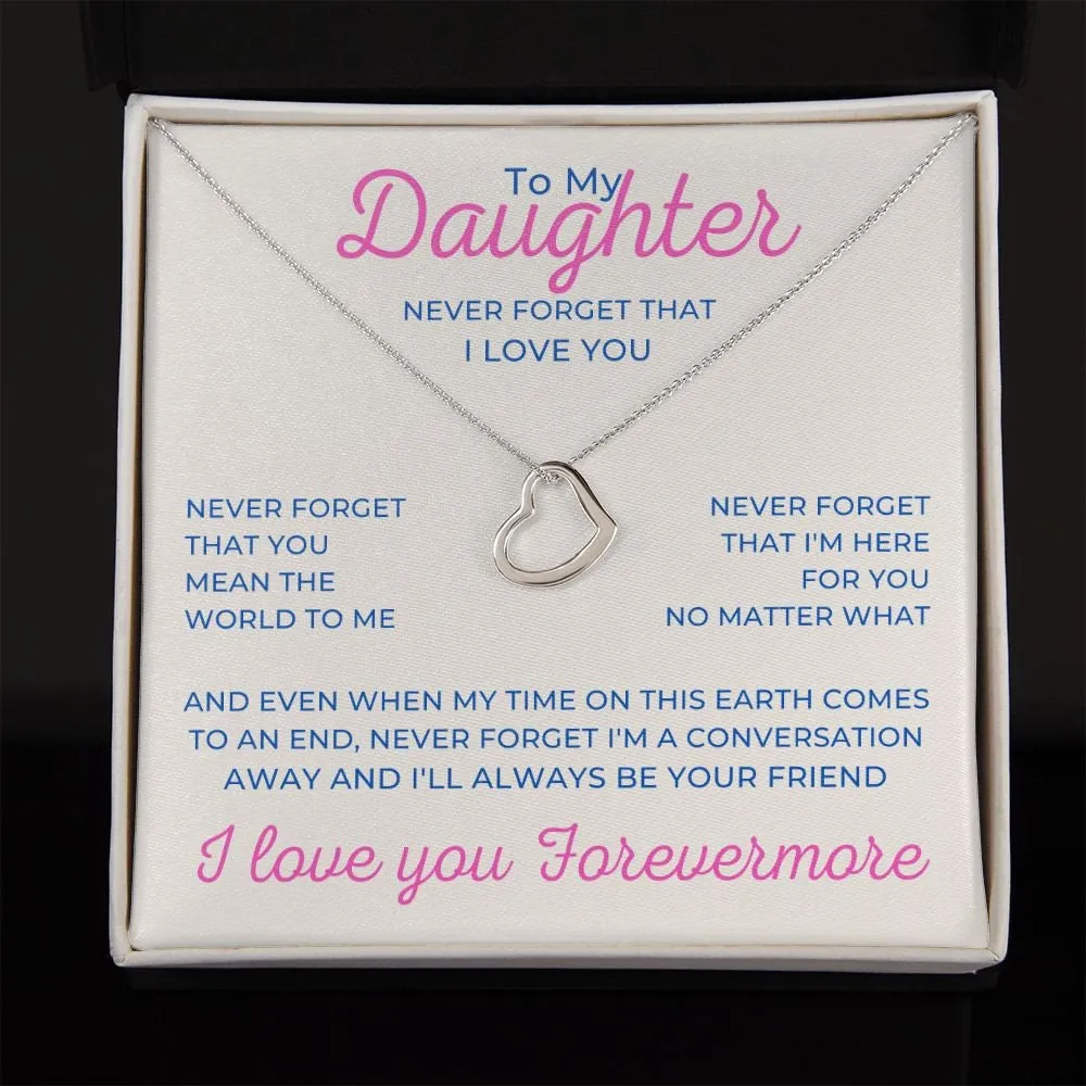 To My Daughter Delicate Heart Necklace, Daughter Gift Form Birthday or Christmas