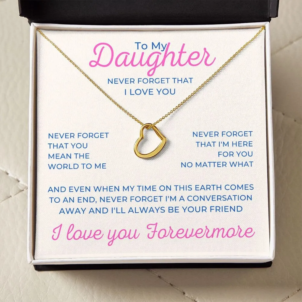 To My Daughter Delicate Heart Necklace, Daughter Gift Form Birthday or Christmas