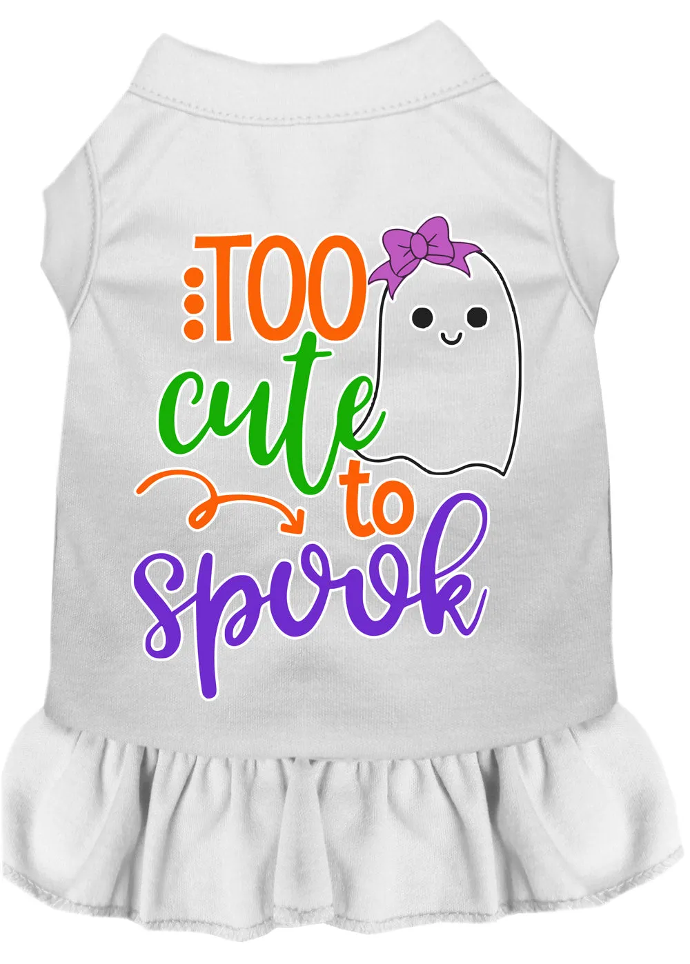 Too Cute To Spook-girly Ghost Screen Print Dog Dress White Med
