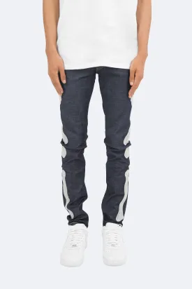 X199 Stretch Skeleton Denim - Raw Blue